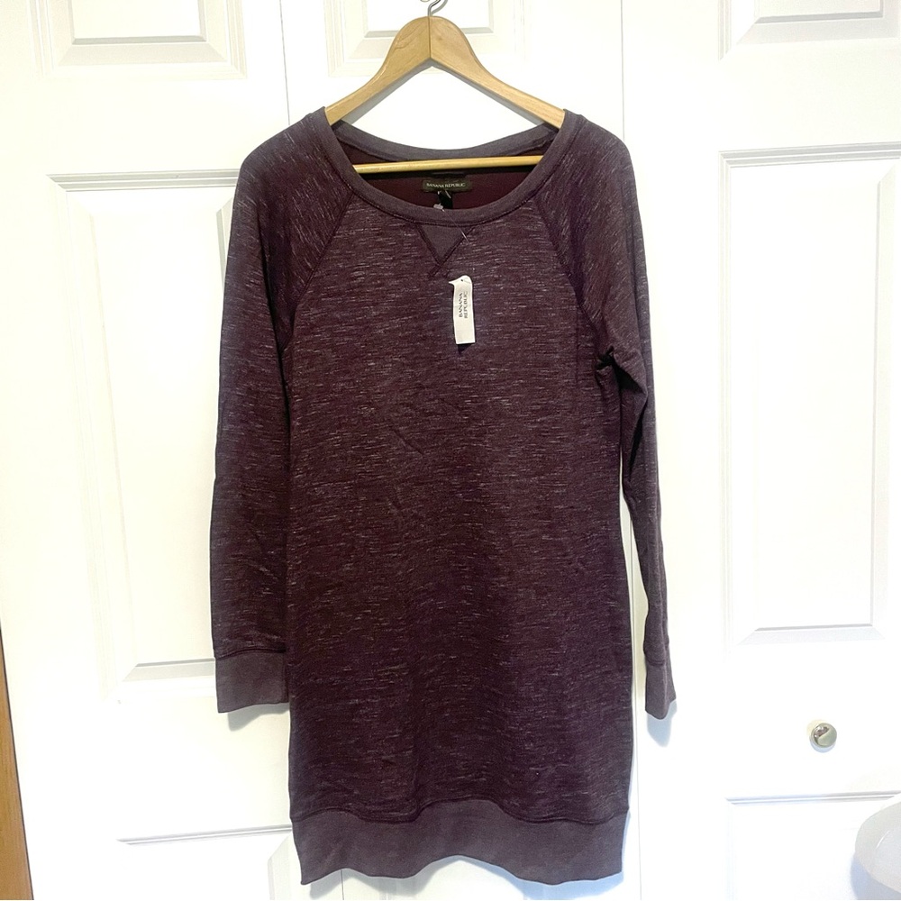 Banana Republic Purple Long Sleeve Sweatshirt Dress Knit Medium NWT
